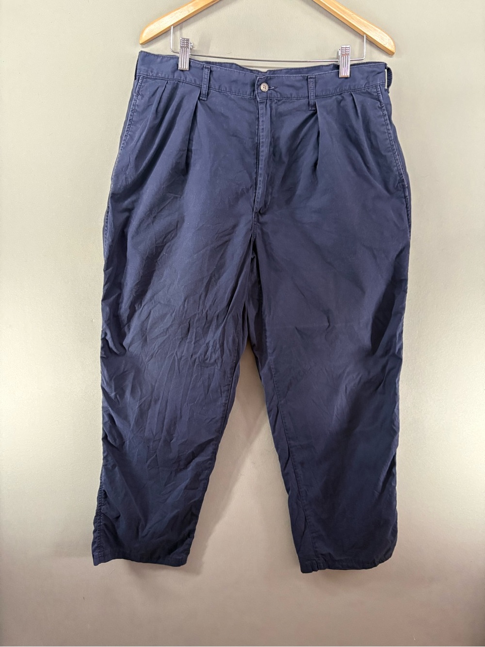 Vtg Polo Ralph Lauren Made USA ‘90 Chinos Navy Size 36/30 Retro Classic - Picture 1 of 10